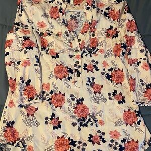 MATILDA JANE Women’s Sm ‘Livery Millie’ Top Floral Roses Button Front 3/4 Sleeve